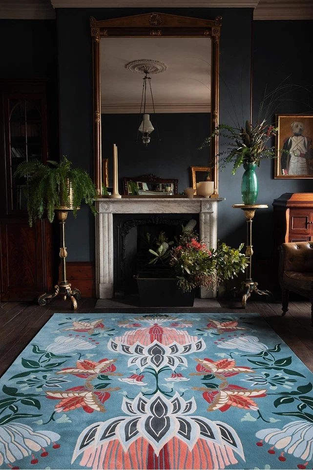 Hand Tufted Wool Rug 5x8 6x9 – Botanical Garden Style Carpet for Dining & Living - Image 2 of 4