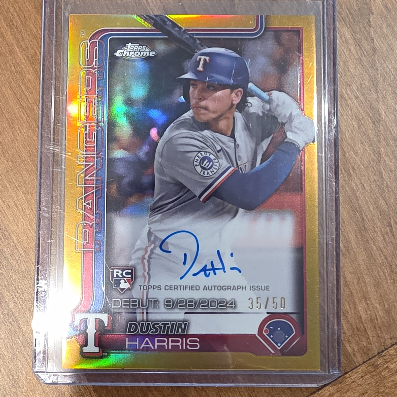 Topps Chrome 2025 Dustin Harris RC Auto Gold /50 CRDA-DH Texas Rangers