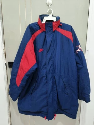 Vintage Nike Premier Arsenal Long Parka Jacket Big Swoosh Blue Red XL - Image 1 of 4