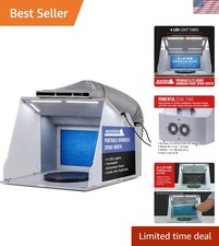 Portable Airbrush Spray Booth Kit with Dual Exhaust Fans, 4 LED Lights, Turnt...