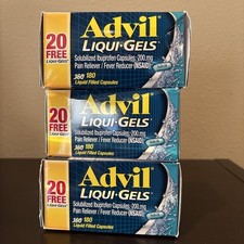 LOT OF 540 Advil Liquid Gels Solubilized Ibuprofen Capsules, 200 mg EXP 2/27