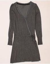 GUESS Womens Long Sleeve Drop Waist Dress UK 8 Small Grey OU05