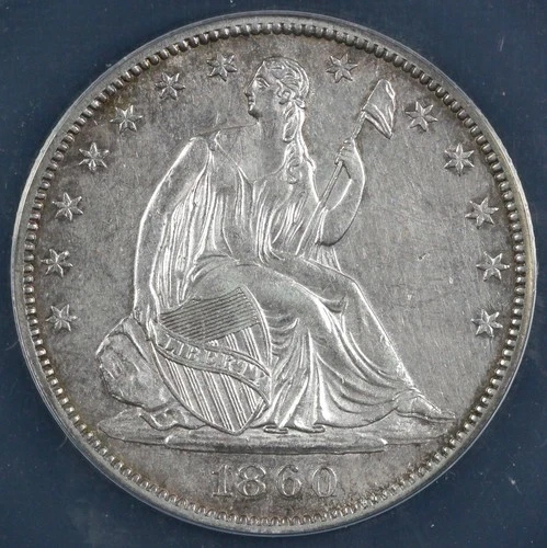 1860-O 50c Seated Liberty Half Dollar ANACS AU 58 Details Cleaned