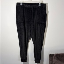 Women  s House of Harlow 1960 Velour Black Jogger Pants - Drawstring Waist - XL