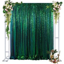 Sequin Backdrop Curtain 4x7FT Green Glitter Decor for Party Photo Booth