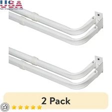 Adjustable Double Curtain Rod Wrap Around Design 28-48 Inch Metal Rod Set New