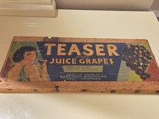 Antique Teaser Brand Zinfandel Grape Crate End Label Wood Sign California