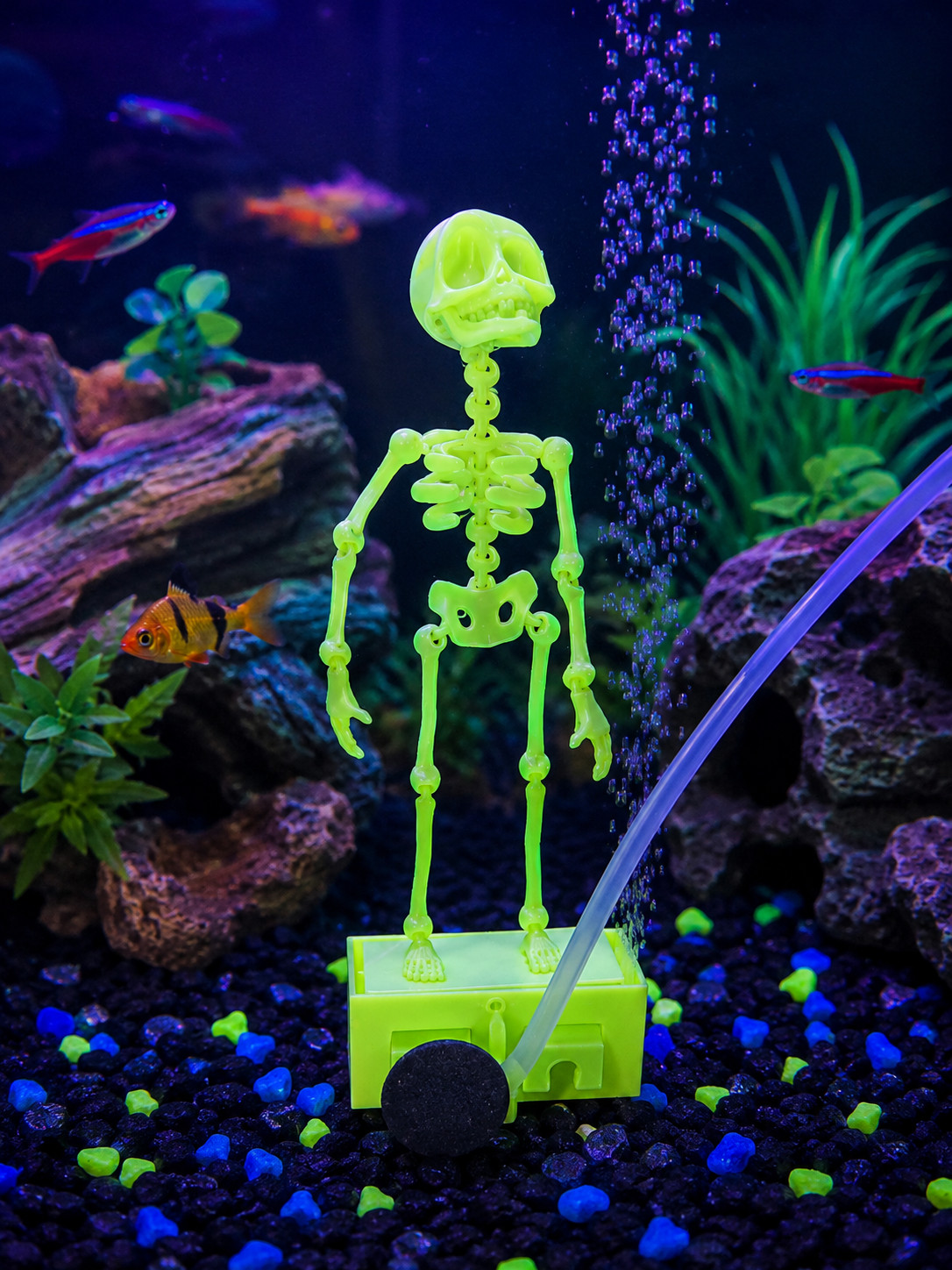 Scheletro Danzante per Acquario Stampato in 3D ad Aria Personalizzabile Ossigeno