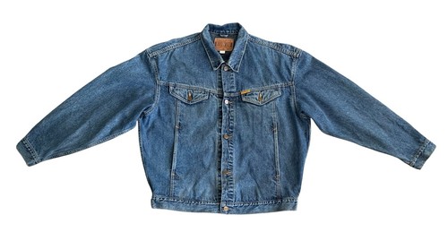 Vintage 80s EDWIN Big Denim Jean Jacket CA07717 Blue Wash Made In Japan Mens XL - Afbeelding 1 van 9