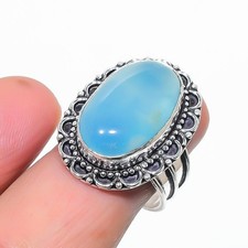 Natural Montana Agate Gemstone 925 Sterling Silver Jewelry Ring Size 8 US 