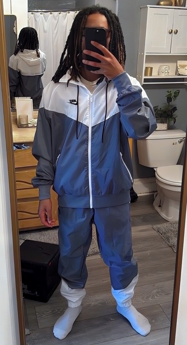 Nike Vintage Rare Windrunner Track Suit Jacket Pants Silver White