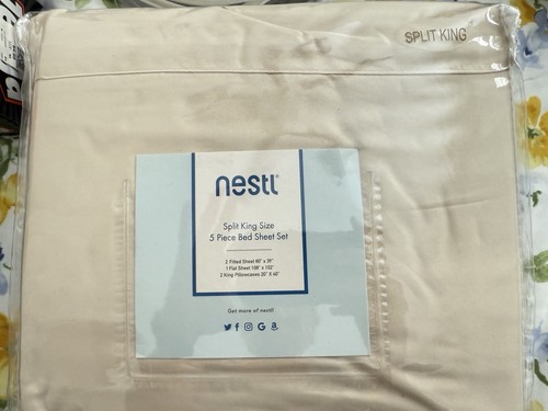 Nestl Split King Bettwäsche Sets für verstellbares Bett - 5 Stück Split King Bettwäsche Set,
