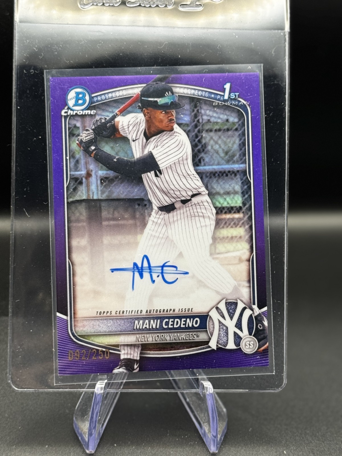 2025 Bowman Chrome Mani Cedeno 1st Rookie Auto PURPLE Refractor /250