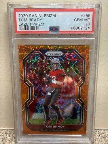 2020 Panini Prizm TOM BRADY Orange Lazer Prizm, #256, PSA 10 GEM MINT