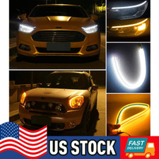 2x 60cm Flexible Amber Turn Signal White Car Drl Daytime Running Led Strip Light 2x 60cm Flexible Amber Turn Signal White Car Drl Daytime Running Led Strip Light