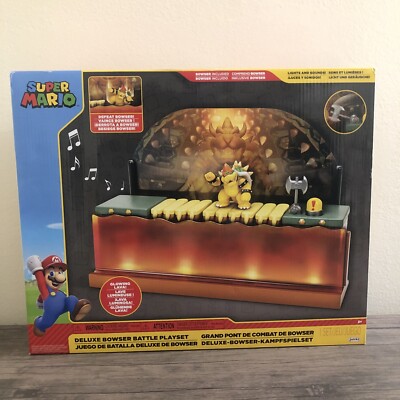 Nintendo Super Mario Bros DELUXE BOWSER BATTLE PLAYSET Figure Glow Lava SEALED