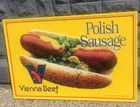 NOS Vienna Vintage Polish Sausage Metal Tin Sign 23x35 Advertising Chicago Beef