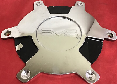 ONE USED DVS WHEELS CHROME/BLACK CENTER CAP 61182290F-1 /12141