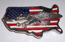 Beautiful 3D Eagle USA American Flag Belt Buckle, Pre-Owned in Great Shape 