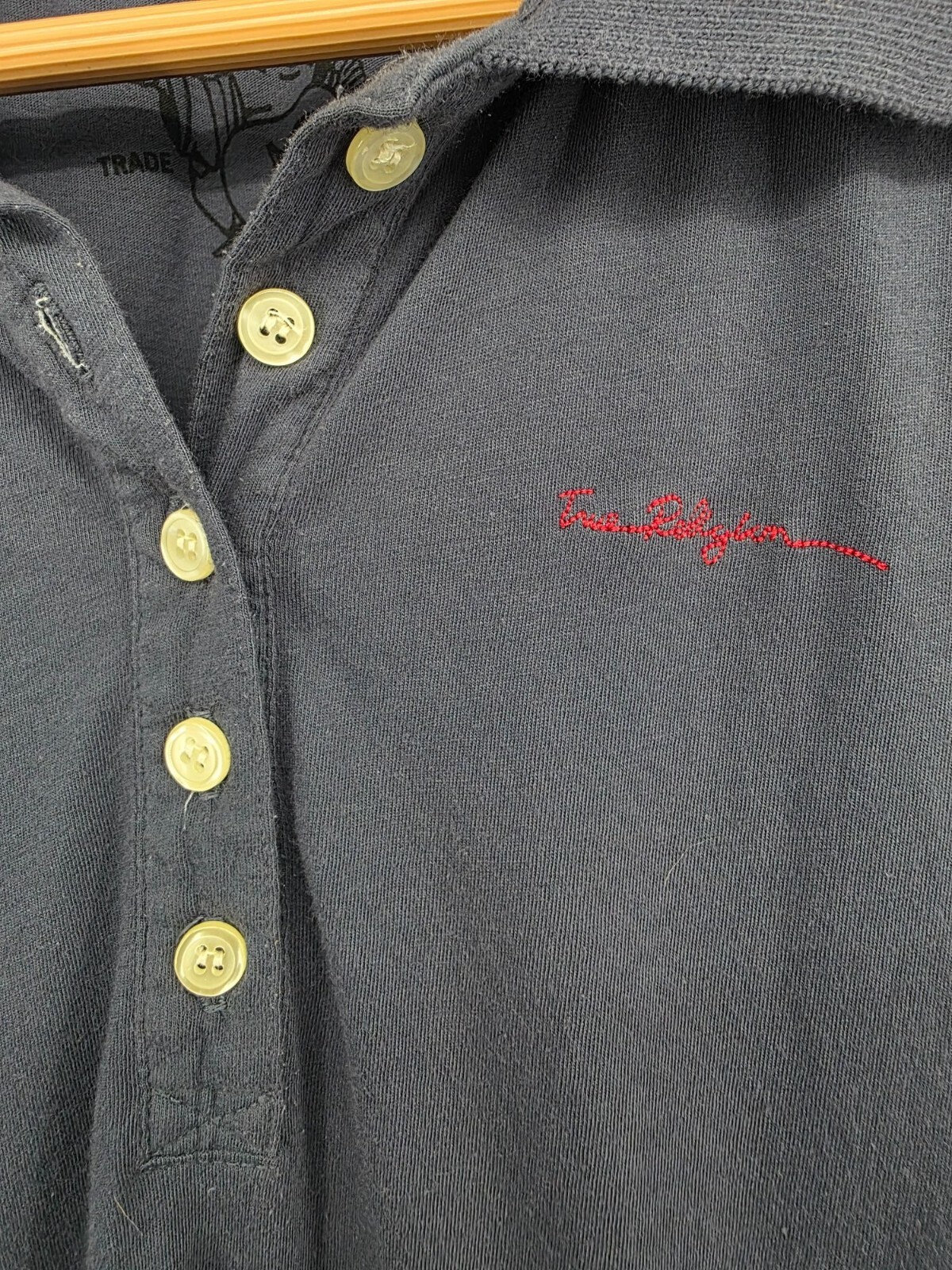 True Religion Navy Polo Shirt Medium 100% Cotton Short Sleeve NWOT thumbnail 6