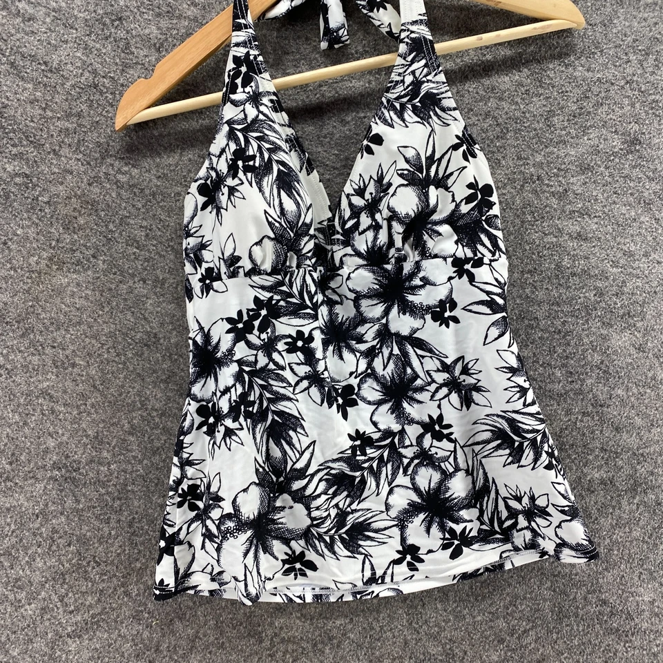 Croft & Barrow Tankini Top Women 6 White Floral Push Up Halter Neck Sleeveless - Image 4 of 4