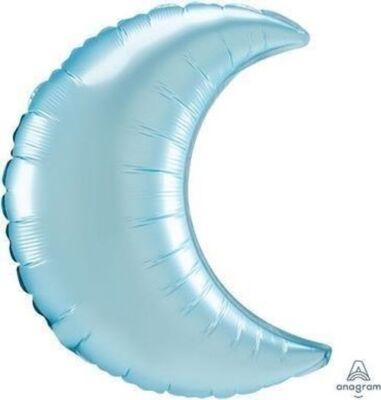 Merchandising Anagramm: S/Form Pastellblau Satin Halbmond Folienball P30 Q. Ballon