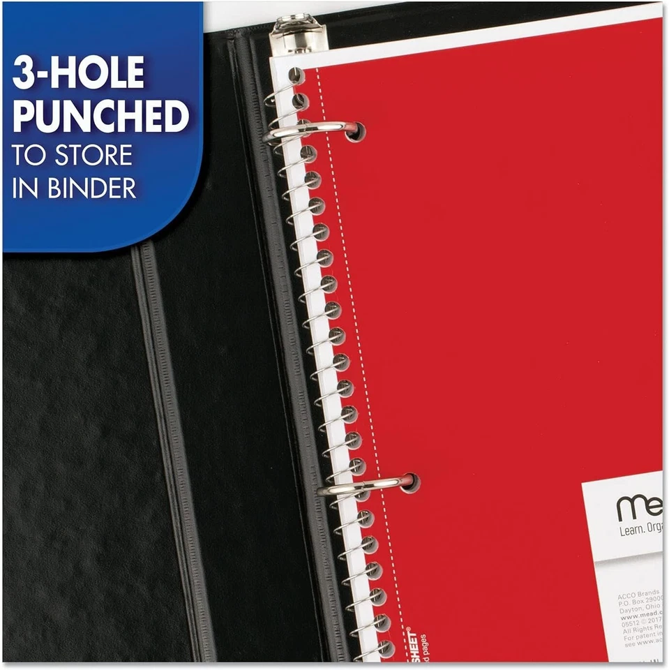 Cuadernos espirales Mead, paquete de 6, 1 tema, papel con reglas universitarias, 7-1/2" x 10-1/2", Foto 3 de 4