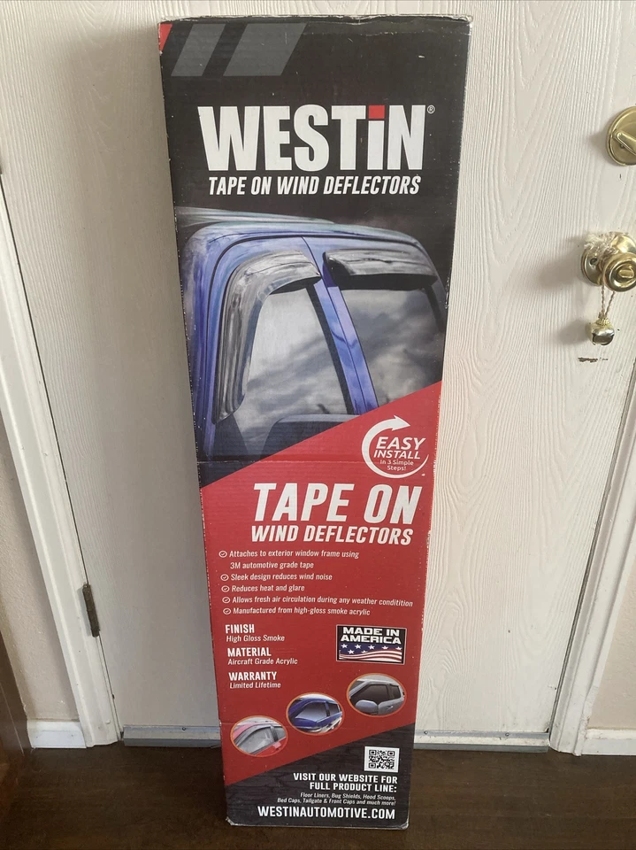 Cinta de fácil instalación Westin en deflectores de viento 4 piezas acrílico humo Toyota Tundra nuevo en caja Foto 2 de 4