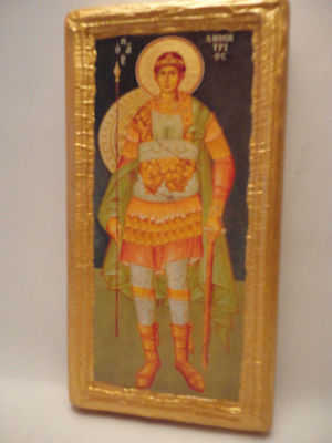 Saint Demeter Demetrios Greek Eastern Orthodox Religious Icon Art OOAK