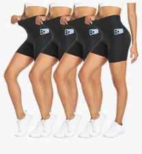 FULLSOFT Biker Shorts for Women with Pockets – 5" High Waisted Tummy Control