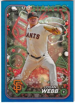 2024 Topps Holiday Blue Metallic Glitter #122 Logan Webb San Francisco Giants