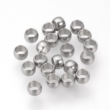 20 Pcs Stainless Steel Crimp Beads Findings Stainless Steel Color 3x2mm Hole 2mm