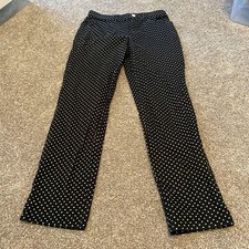 Chaps Womens Black Polka Dot Mid Rise Straight Leg Dress Pants Size 6