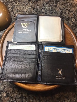 VTG SHRINERS CRESCENT TEMPLE UNIFORMED UNITS BLACK 2 Pc WALLET SET BERGER GORIN