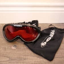 Bolle Goggles Shiny Black w/ Red Lens Adjustable Strap Bag Ski / Snowboard