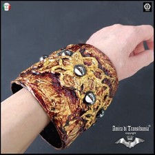 bracciale grande rigido donna punk rock gioiello elegante macramè fiori borchie