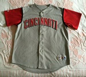 Adult Size Xl Majestic Cincinnati Reds Stitch Baseball Jersey Road Grey Ebay