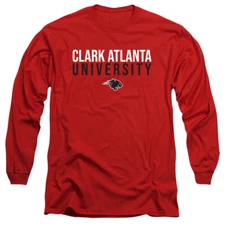 Clark Atlanta Adult Long Sleeve T-Shirt Panthers Stacked, Red, S-3XL