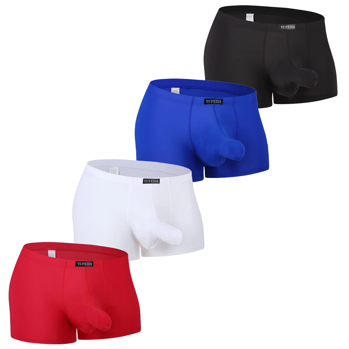 4PCS Men Elephant Nose Pouch Panties Underwear Solid Boxers Briefs