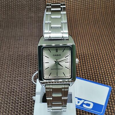 Casio LTP-V007D-4E Analog Quarz Rechteck Edelstahlband Damenuhr