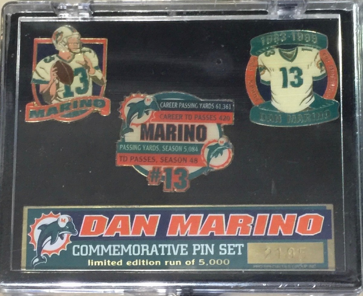 MIAMI DOLPHINS NFL Football 3 PINS Sealed in Box Dan Marino #13 LE