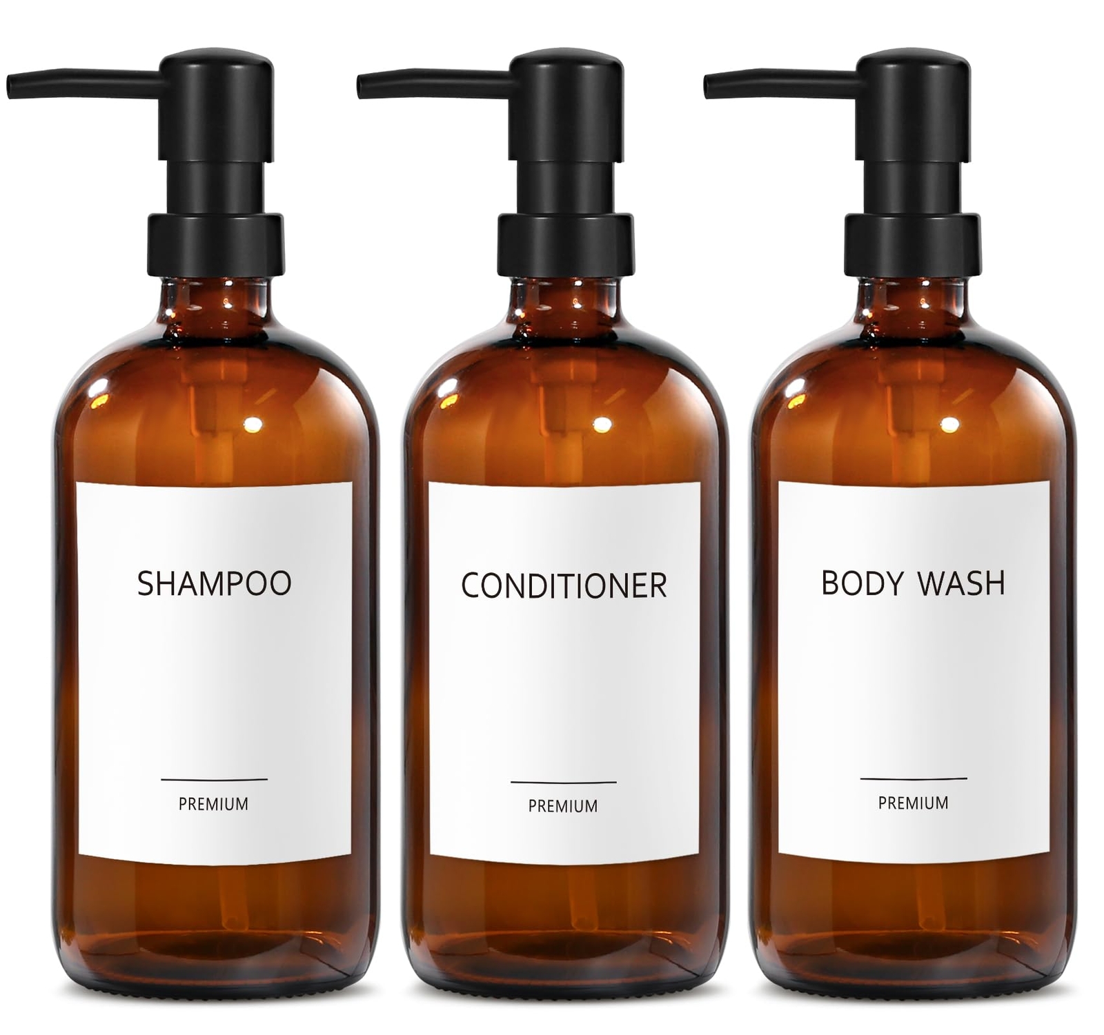 Gmisun Glass Shampoo And Conditioner Dispenser Shower Soap Dispenser Bottles Wit