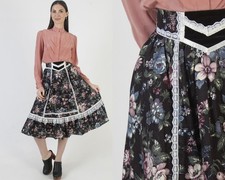 Vtg Gunne Sax Calico Skirt Jessica McClintock Prairie Peasant Floral Cottagecore