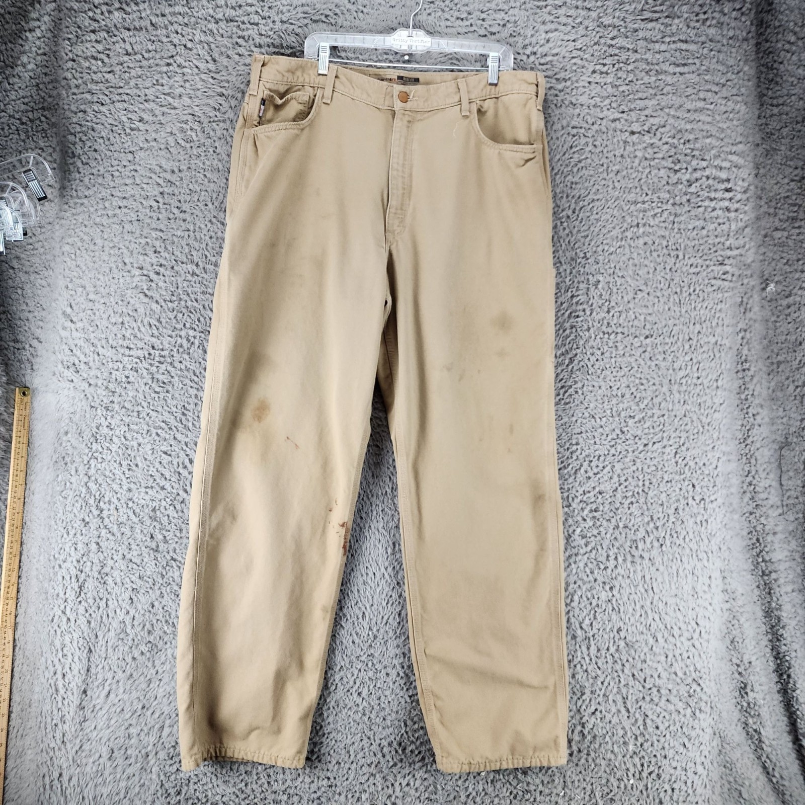 Carhartt Mens 40x34 Khaki Brown FR Loose Fit Canvas Cargo Pants