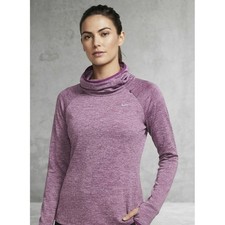Nike Dri-Fit Running Cowl Neck Hoodie Heathered Purple Activewear Top Small