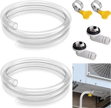 2 Pc AC Drain Hose 3 Ft PVC Universal Replacement with Connector & Clamp
