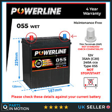 Battery fits HONDA INSIGHT ZE, ZE2 1.0 1.3 2000 on 055 240A 35Ah 4Yr Warranty