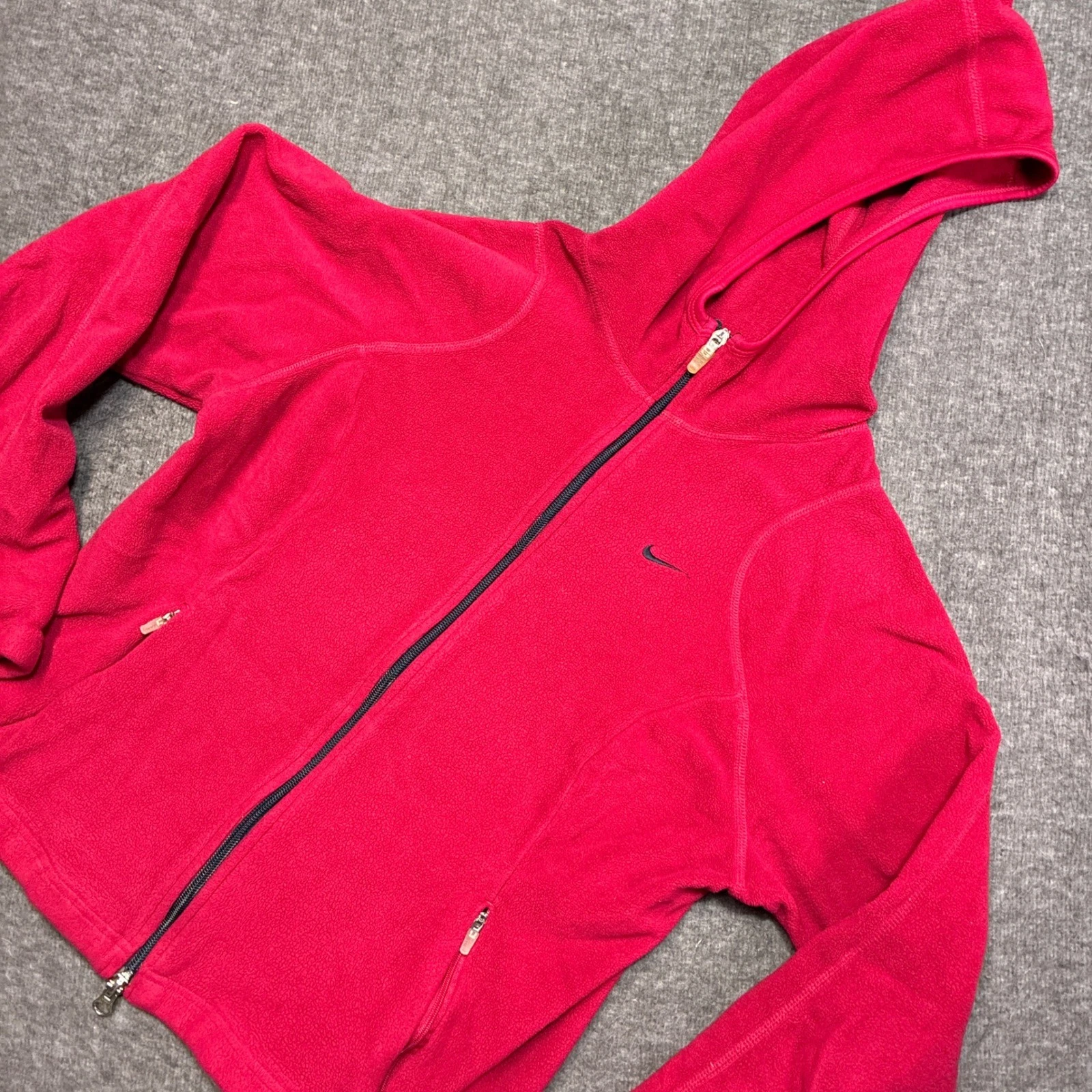 Vintage Nike Therma-FIT Fleece Hoodie Women Medium Pink Full Zip Activewear