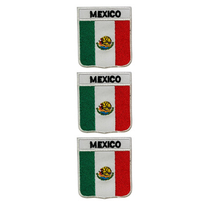 National Country Schild Flagge mit Namensschild bestickt Bügelbild Patch 3er Set
