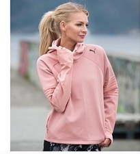 Puma Evostripe Womens Top Pink XL Pullover Hoodie Logo Sweatshirt Pockets